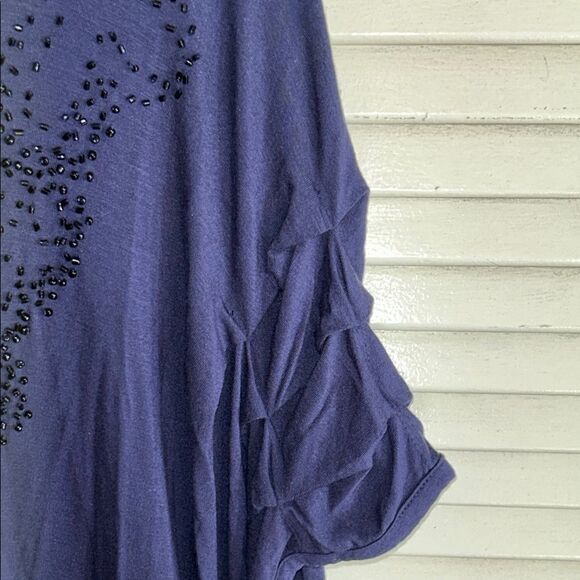 NWT Lane Bryant Beaded Elegant or Casual Navy Blue Women's Top - Picture 8 of 17